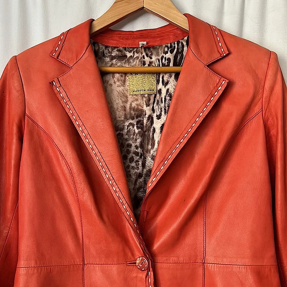 Artico Luxurious Orange Buttery Soft Sheepskin Leather Jacket **Sz 46/US Sz 10** - Picture 3 of 10